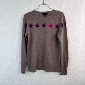 C-3 Brown Sweater with Purple Star Pattern Size Large
